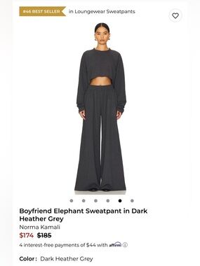 Norma Kamali Dark Heather Grey Boyfriend Elephant Sweatpant Set
